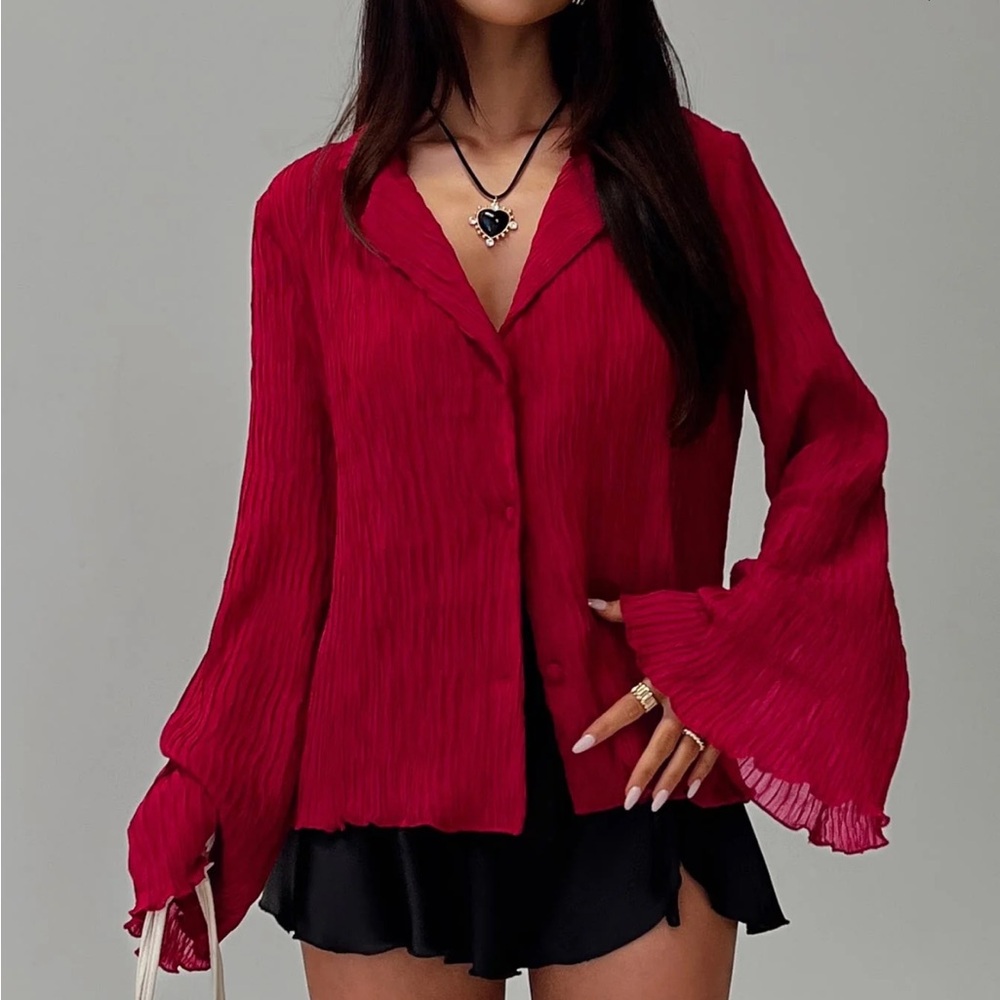 Long sleeve shirt flowy top princess Polly Selma Shirt Burgundy red